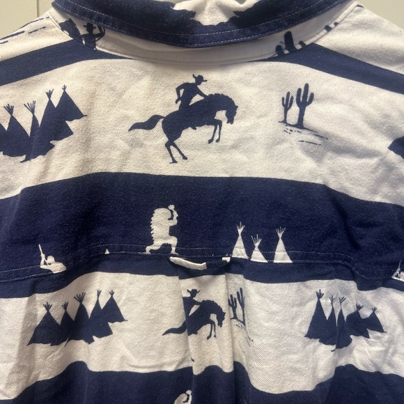 STRUCTURE - Vintage 1990s Blue Western￼ Polo Dad Shirt Mens Size Large - Picture 10 of 14